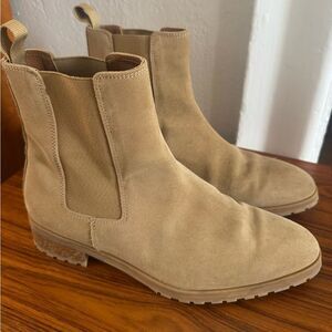Margaux Pointed Toe Suede Chelsea Boots Sand EU 41